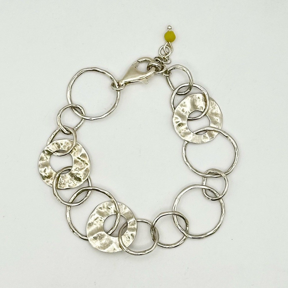 Silpada Retired B1217 Sterling Silver Hammered Circle “ Paper Chain” Bracelet